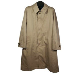 VTG Trench Coat Faux-Fur Liner Single Breast Khaki Unbelted ILGW Union Made USA
